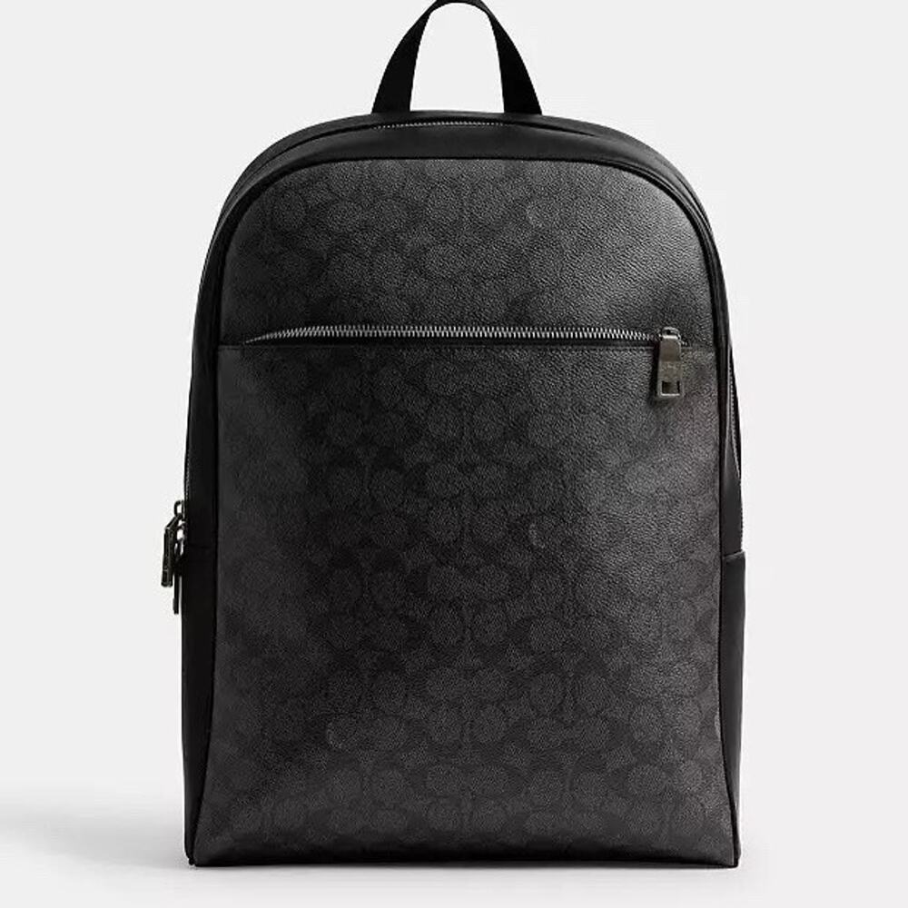 NWT Coach Men's Owen Backpack In Signature Canvas Gunmetal/Charcoal/Black CAJ90 - Picture 5 of 8